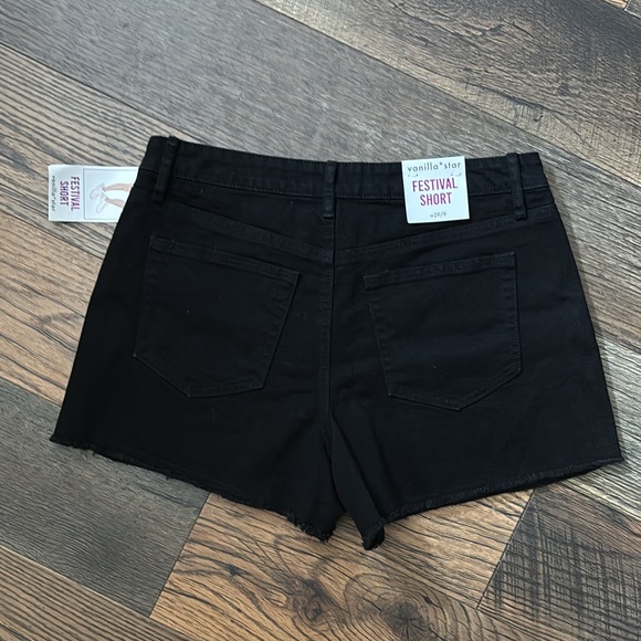 Vanilla Star Black Boho Denim Shorts with Granny Square Crochet Design Size 29/9 - Picture 2 of 5